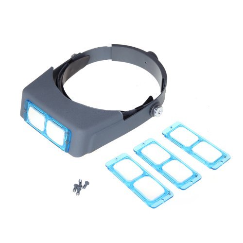 SKYZONAL Headband Magnifier Jewelry Visor Opitcal Glass Binocular Magnifier With Lens -1.5X 2X 2.5X 3.5x Magnification, 4" Focal Length
