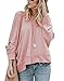 BTFBM Women's Backless Loose Shirt Long Sleeve Open Back Cross Tee Top Blouse (Medium, Pink)