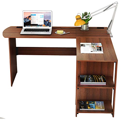 SHW LShaped Home Office Wood Corner Desk, Walnut Pricepulse