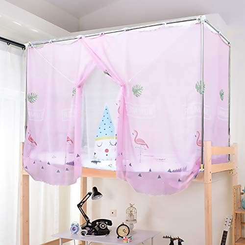 Dormitory Mosquito Net,Tofover Bunk Bed Encryption Nets Bed Canopy Square Student Dorm Netting Blackout Curtains Anti-Mosquito Tent (Pink, 90 X 190 X 150CM)