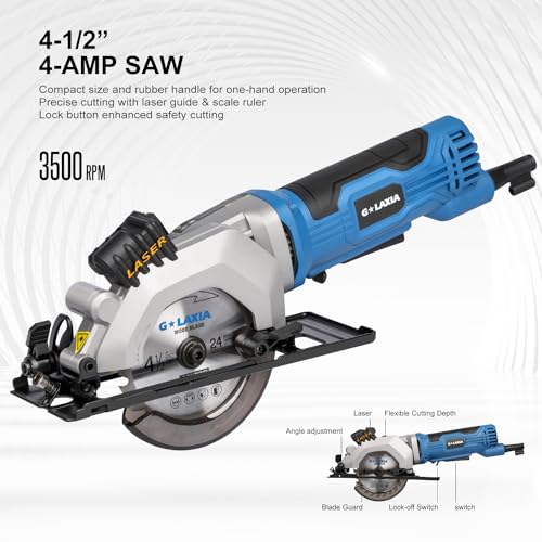 4A Mini Circular Saw Corded with Laser Guide, 2 Saw Blades photo 10