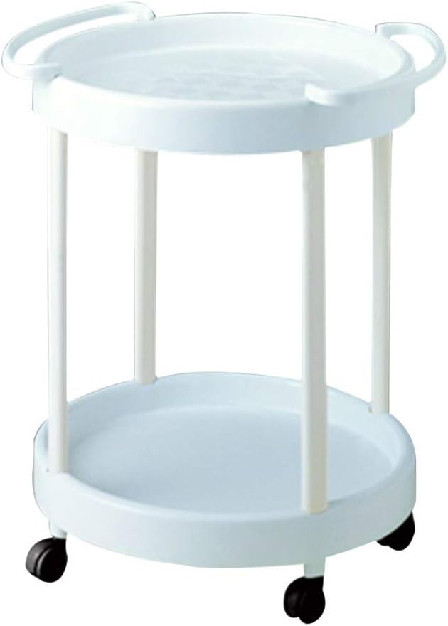 TKKLOVE Kitchen Serving Trolley Cart Mobile Rubber Wheel Plastic 2 Tier Round Storage Moisture Proof, Carrying Capacity 12 Kg, 2 Colors (White)