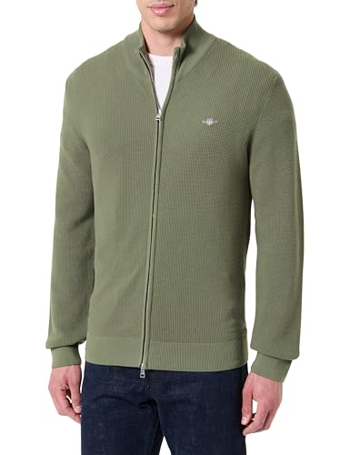 Gant Cardigan en Coton Micro texturé avec Fermeture éclair
