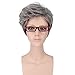 FESHFEN Pixie Cut Wigs Synthetic Short Pixie Haircut Wig with Bangs Gray Wig Harajuku Gradient Daily Granny Grey Stylish Cosplay Wig Short Bob Hair Wig For Women