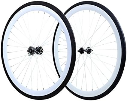 Wheel Set, Front and Fixed Gear Flip-Flop Rear Wheels White 45mm w/Kenda Tires 25c (White)