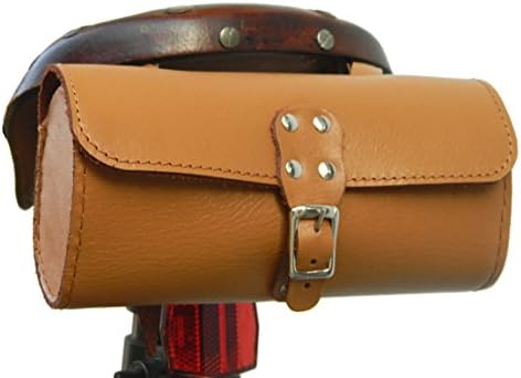 Herte Genuine Leather Bicycle Saddle Bag Utility Tool Bag Tan