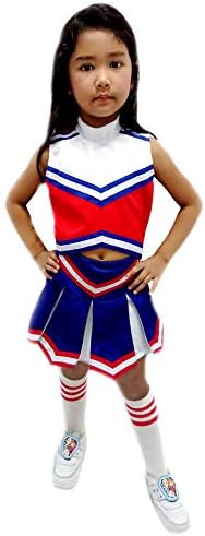 Total 2550American Mini Kids Girl Cheerleader Uniform Costume Cosplay Karneval Outfit Red/Blue/White