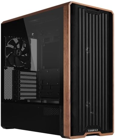 Lian Li LANCOOL 217 Genuine Walnut Wood Computer Case, Mid-Tower ATX PC Case with 5 Pre-Installed PWM Fans 2x170mm, 2x120mm & 1x140mm, Flexible PSU & Cable Installation - Black (LAN217X)