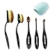 PREFER BEAUTY - 5PCS Oval Black Makeup Brush + 1PCS Silicone Cleaner Egg, Professional Foundation Contour Concealer Blending Cosmetic Brushes Kit