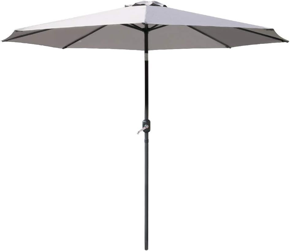 Green Bay 3M Round Garden Parasol Umbrella Outdoor Sun Shade for Patio/Beach/Pool Umbrellas with Winding Crank and 38mm Tilt Pole - Grey