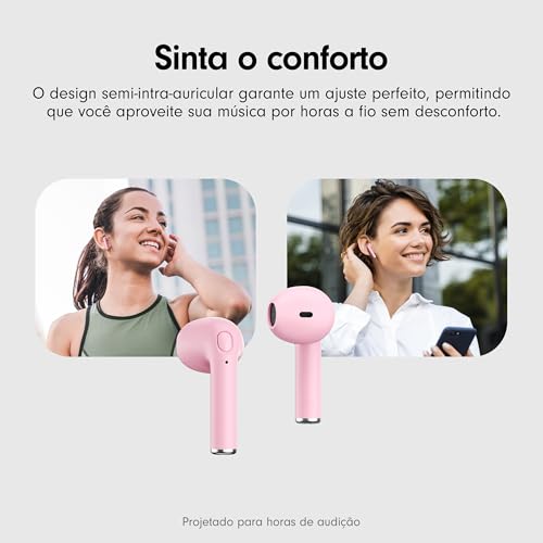 Fones de Ouvido Bluetooth Tranya True Wireless, 4 Microfones para Chamadas Claras, Controle de Botão Preciso, Bateria de Longa Duração, Conforto o Dia Todo