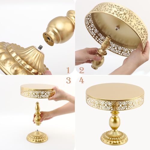 Gold Dessert Table Display Set 6 +1, Gorgeous Metal Cake Pop Display Stands Dessert Platter Cupcake Tower with 50Pcs Balloons for Wedding Birthday Party Baby Shower Afternoon Tea Festival Decor