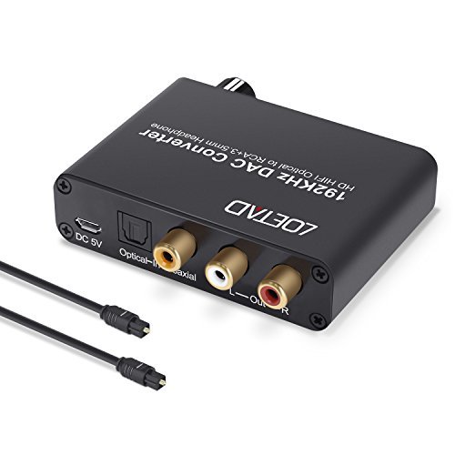 LOETAD Digital to Analog Converter 192kHz DAC Converter Volume Control Digital Coaxial Analog Stereo L/R RCA 3.5mm Jack Audio Adapter for PS3 PS4 Xbox HD DVD Home Cinema Systems AV Amps