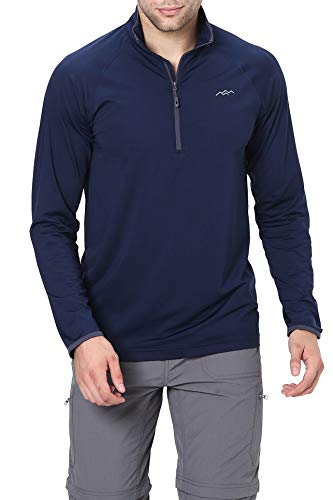 Trailside Supply Co. Men's Long-Sleeve Henley Shirt Hiking Shirt with Zipper Navy Size Large