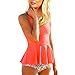 DaiLiWei Women Push Up Swing Pleated Tankini With Panty Two Pieces Swimsuit Set