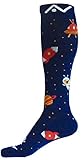 A-Swift Compression Socks (1 Pair) for Women & Men Best for Running, Athletic Sports, Crossfit, Flight Travel - Suits Nurses, Maternity Pregnancy - Below Knee High (Space Dreams, Large)