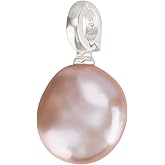 Beebeecraft 1 Box 1Pc Pearl Charms Natural Baroque Cultured Freshwater Keshi Oval Ball Pearl Pendants with 925 Sterling Silver Pinch Bail for Bracelet Necklace Jewellery Making