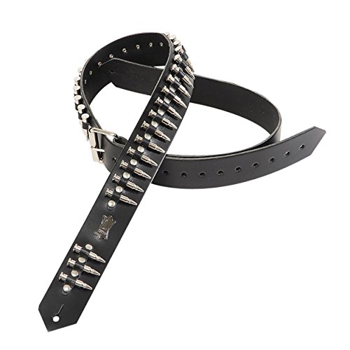 Levy's Leathers 2 Carving Leather Guitar Strap with Bullets, Black