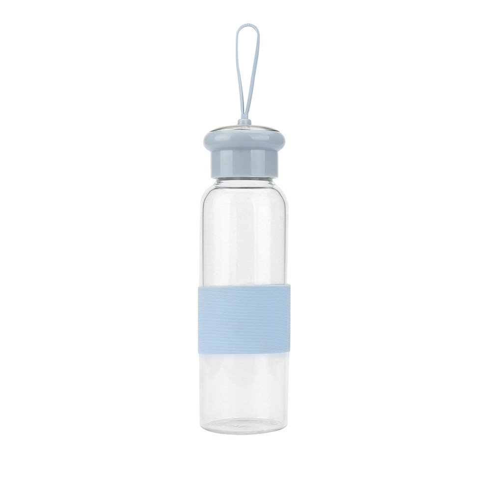 CapsA 360ML Summer Water Bottle Brief Cute Milk Juice Portable Camping Cup Leak-Proof Transparent Cup with Rope