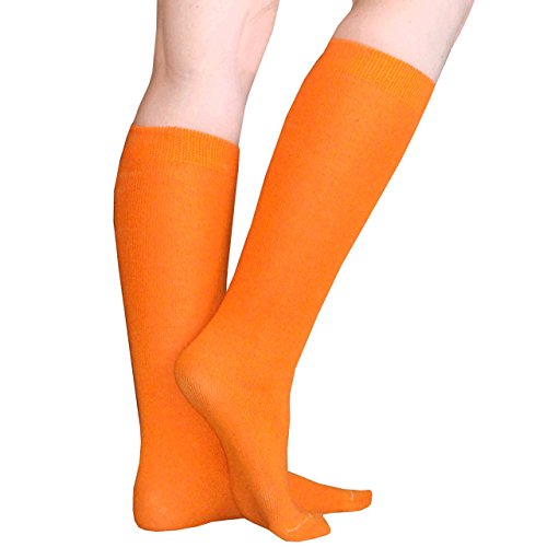 Chrissy's Socks Women's Thin Solid Knee High Socks 7-11 Orange