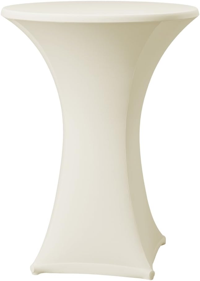 Dena Stretch table slip-cover Samba D1 - Ø80-85cm 100% Polyester - Colour - Cream