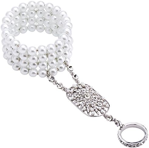 HAMIST 1920s Accessories Bracelet Ring Set Great Gatsby Adjustable Bracelet Art Deco for Women