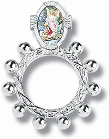 Guardian Angel Rosary Finger Ring Silver Color