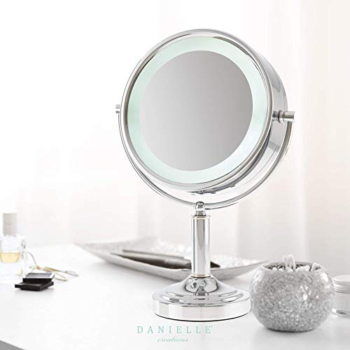 Danielle LED Lighted TwoSided Makeup Mirror, 15X Magnification, Chrome