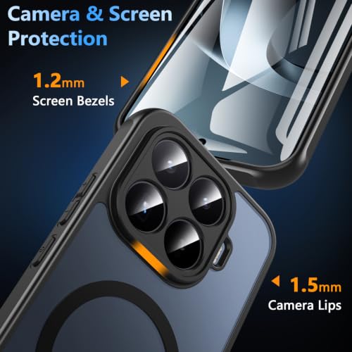 OWKEY Magnetic Case for Xiaomi 17T with Tempered Glass, Shockproof Protective Camera Case Cover for Xiaomi 17T (Black)