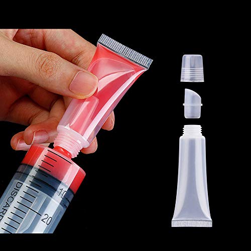 50PCS Lip Gloss Tubes,10ml Clear Empty Lip Balm Containers Refillable