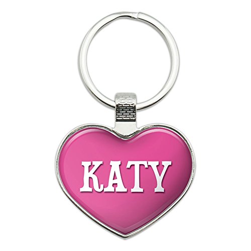 Metal Keychain Key Chain Ring Pink I Love Heart Names Female K Kath - Katy