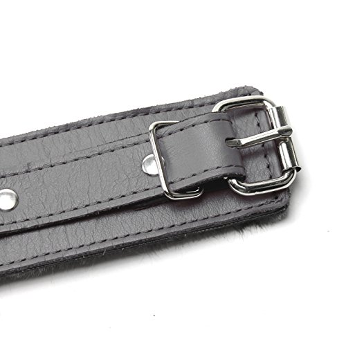 Brussels Wrist and Ankle Cuffs Elegant Locks Softest Lambskin Leather (Grey, Ankle)