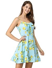 Allegra K - Vestido de lunares con volantes y lazo para mujer