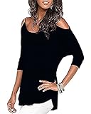 Styleword Women's Three-quarter Sleeves Off Shoulder Casual Shirt Tops