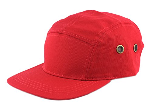 NYFASHION101 Five Panel Solid Color Unisex Adjustable Army Military Cadet Cap, Red