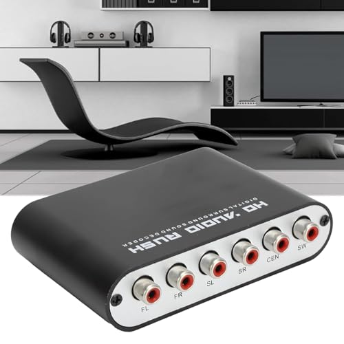 Audio Decoder 5.1CH DTS Dolby Converter AC3 Converter Digital Audio Converter Digital Optical Coax to Analog Sound Decoder Converter for Home Concert Hall Cinema