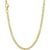 SHOP WGS Italian 14K Solid Yellow Gold Cuban Link Curb Chain Necklace for Men & Women Diamond Cut with Lobster Claw Clasp Real 14K Real Gold Chain Jewelry (2mm - 5.5MM)