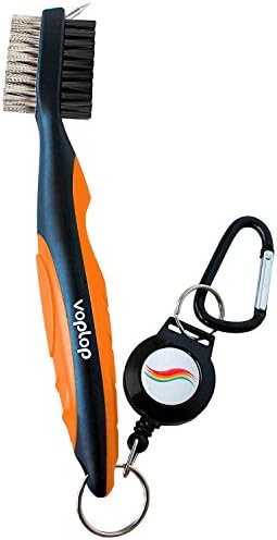 Voplop Golf Brush and Club Groove Cleaner - Easily Attaches to Golf Bag - Deep Clean Iron Grooves - Cleaning Club Face - Bag Clip & Retractable Extension Cord
