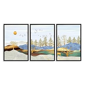 Dazzling Artistry Quality Artwork Framed for Living Room Bedroom Abstract Great Landscape for x3 Panels