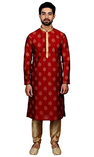 Tathastu Mens Kurta Pyjama 1973 Maroon -40