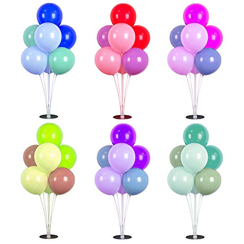 Joyvano Balloon Stand Kit - 6-Pack Balloon Holder Stand Set - Reusable Balloon Holders with Connectors - Ideal Table and Floor Centerpieces - Wide Sturdy Base - Instructions Included