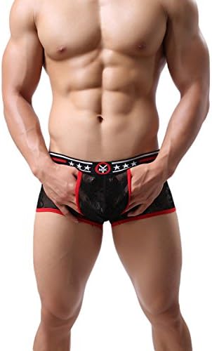 Huiqxiy Men's Sexy Underwear Quick-Drying Boxers Breathable Bikini Bud Silk Briefs (Black, M)