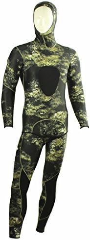 AUWAYDT 3mm Men Camouflage Neoprene Diving Wetsuits Two Piece Set,Small