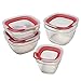 Rubbermaid Easy Find Lids Glass Food Storage and Meal Prep Containers, Set of 4 (8 Pieces Total), Racer Red