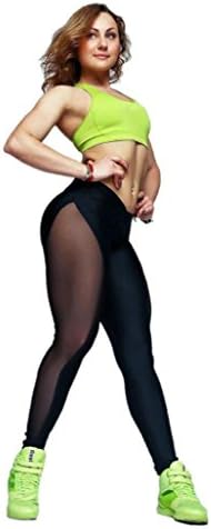 AIMTOPPY Women Mesh Yoga Pants Outdoor Gym Fitness Elastic Joggers Leggings (S, Black)