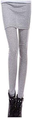TokTok Women Winter Sexy Leggings -Skirt -Soft cotton and Mink Faux Fur Lined Thick-Gray