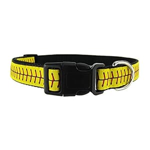 DOG & COMPANY™ Softball Laces Pattern – 1″ Wide Heavy Duty Adjustable Pet Collar (Medium 12″-20″)