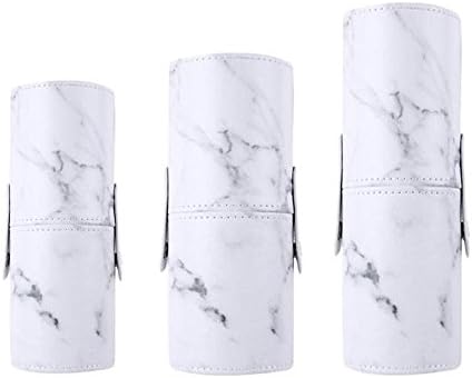 Marble Makeup Brush Holder PU Leather Travelling Portable Cosmetics Makeup Cup Storage Organizer Case Marble