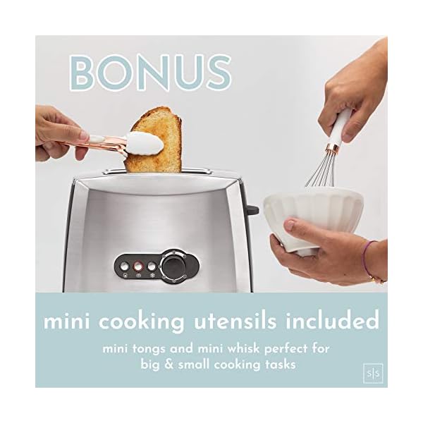 White & Copper Kitchen Tools and Gadgets, Luxe 8PC Cooking Tools and Gadgets with AntiSlip