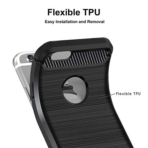 ivoler Coque pour iPhone 6s Plus / 6 Plus + 3X Protecteur D\'écran en Verre Trempé, Fibre de Carbone Silicone Souple TPU Housse Etui Coque de Protection avec Absorption de Choc et Anti-Rayure